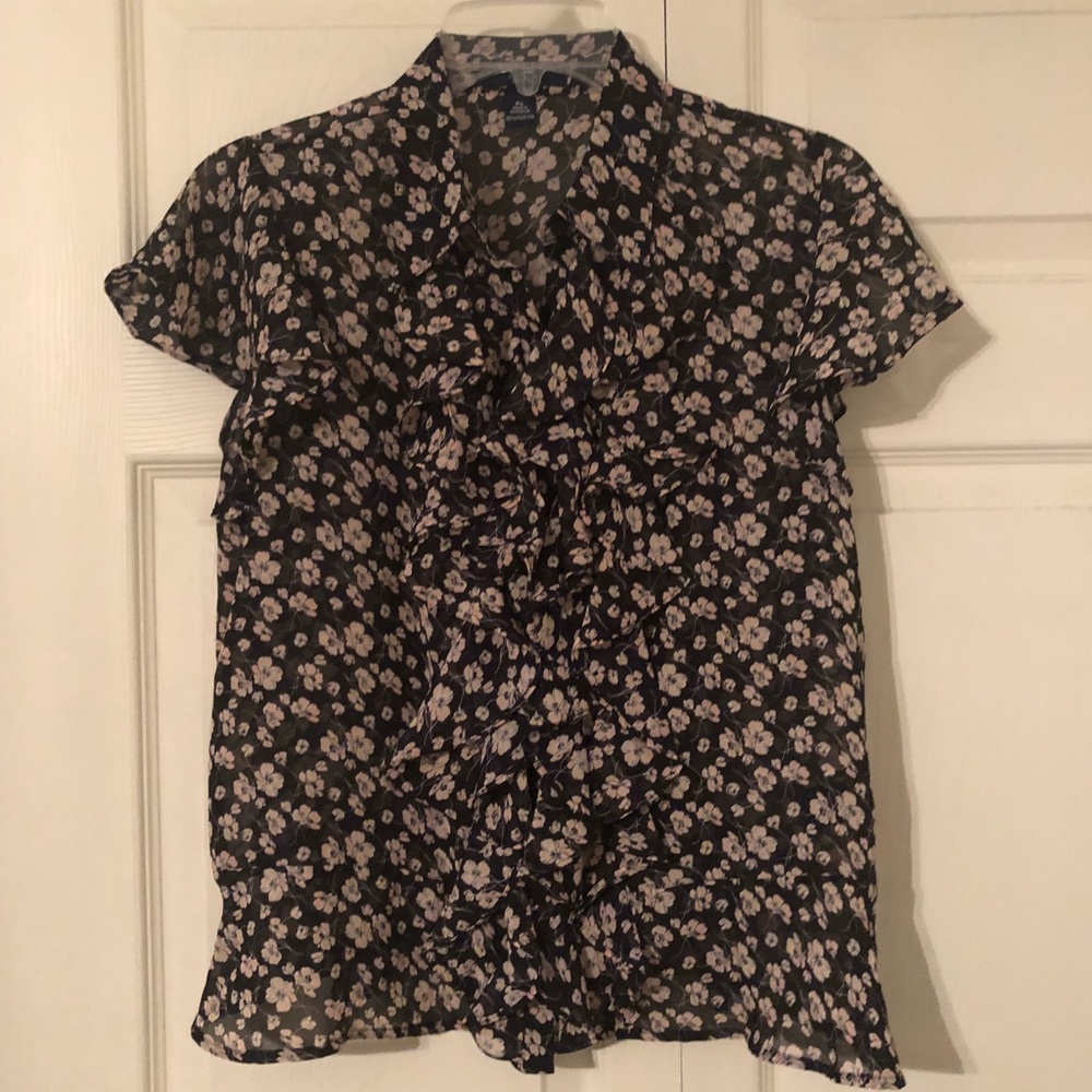 Chaps sheer ruffled top